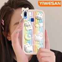 YIWESAN เคสสำหรับ VIVO Y95 Y91,เคส Y91i การ์ตูนมอนสเตอร์ตัวเล็กเคสโทรศัพท์ป้องกันเลนส์กล้องนิ่มกันกระแทกน่ารัก3D เคสมือถือกระต่ายดาวสีรุ้ง