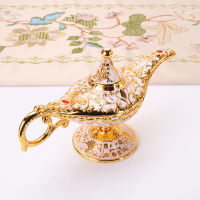 Vintage Metal Aladdins Magic Lamp Crafts Figurines Tin Alloy Retro Tea Pot Lamp Miniatures Kids Christmas Toys Gift Home Decor