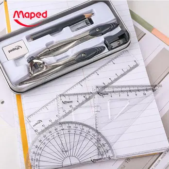 Maped Compass Set 3-Piece Metal Engineering Technical Drawing Tool