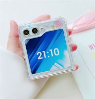 เคสสำหรับ Galaxy ใสกันกระแทกรูปดาวอวกาศน่ารักแบบเกาหลีพร้อมฝาพับ5 Z Flip5ฝาครอบ Zflip5 Zflip3 Flip4