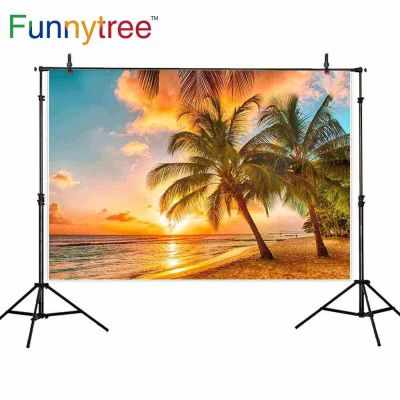 【Worth-Buy】 ฉากหลังของ Funnytree สำหรับสตูดิโอถ่ายภาพพระอาทิตย์ตกทะเลชายหาดต้นมะพร้าวธรรมชาติภูมิทัศน์พื้นหลังการถ่ายภาพโฟโต้คอล