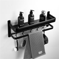 ♀ Bathroom Shelf with Towel Bar and Hook Kitchen Wall Shelves Shower Basket Storage Rack Towel Bar Robe Hooks Bathroom Accessories