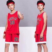 กีฬาเด็ก6สี DSKLR 23 Jersey Basket ชุดเด็กโพลีเอสเตอร์ชุดกีฬาบาสเกตบอลเสื้อกั๊กออกกำลังกายกางเกงขาสั้นสีดำสีแดงสีขาว