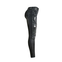 Motorcycle Biker Zip Jeans Woman Stretch Denim Skinny Pants Motor Jeans For Women Black