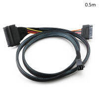 YOUCUN ในตัว12G Mini SAS HD เพื่อ U.2 36P SFF-8643กับ SAS สาย SFF-8639 U.2 0.5M 1m พร้อมแหล่งจ่ายไฟ SATA 15Pin เหมาะสำหรับ U.2 SSD