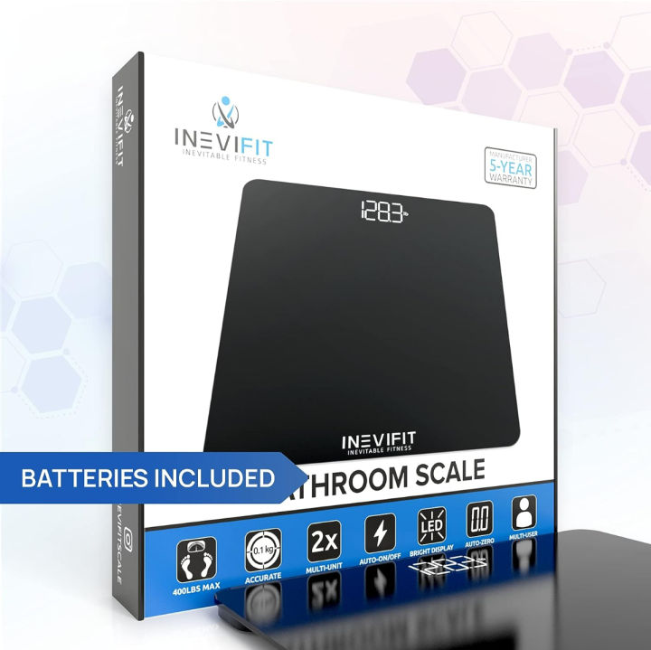 inevifit-bathroom-scale-highly-accurate-digital-bathroom-body-scale-measures-weight-up-to-400-lbs-includes-batteries