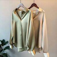 Blusa Satin Shirt Womens Clothing Silk Shirts Vintage Blouse Office Lady Sheer Top Longsleeve Dress Shirt Ladies Overshirt 69