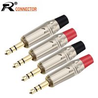 2PCS Jack 3.5MM 3 Poles Stereo Male Plug Connector Soldering Wire Connector Gold Plated 3 Pin 3.5MM Plug Headset Earphone DIY