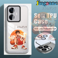 Jingsanc กับฟิล์มเลนส์เคสโทรศัพท์สำหรับ Realme C55 C53 C35 C33 C31 C30S C30 C25Y C21Y 10 Narzo 50i 50A 50 20 Prime Pro Plus 4G 5G เคส TPU ซิลิโคนเนื้อนิ่มโปร่งใสสีขาวกันกระแทกสำหรับ K001-4