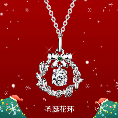 Moissanite Christmas Garland Necklace Ornament Wholesale 925 Sterling Silver Bow Pendant Ins Valentines Day Gift