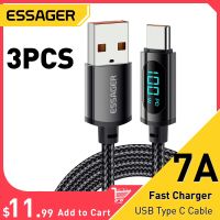 [HOT 2023] Essager 3PCS 7A USB ประเภท C สายเคเบิล PD 100W ที่ชาร์จไฟรวดเร็ว USB USB C ข้อมูลสายชาร์จสำหรับซัมซุง Honor 70 Pro Oneplus ชาร์จ