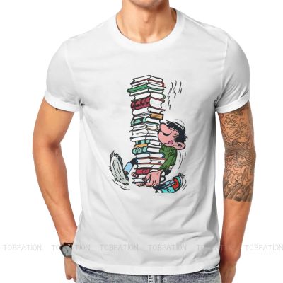 Gaston Lagaffe Comics TShirt สำหรับผู้ชายพร้อมหนังสือ Soft Casual Tee เสื้อยืดความแปลกใหม่อินเทรนด์หลวม