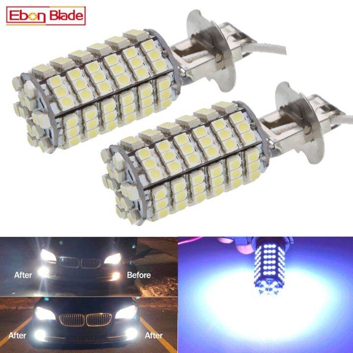 h3โคมไฟสว่างพิเศษ-led-2ชิ้นโคมไฟไฟแอลอีดีตัดหมอก3528-120smd-สีขาว6000k-สำหรับวันรถไฟหน้ารถวิ่งรถยนต์