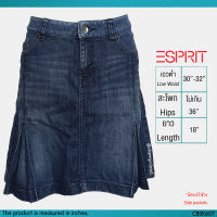 USED Esprit - Blue Denim Ruffle Skirt | กระโปรงยีนส์สั้น สีน้ำเงิน เอวต่ำ กระโปรงระบาย y2k สีพื้น สายฝอ แท้ มือสอง