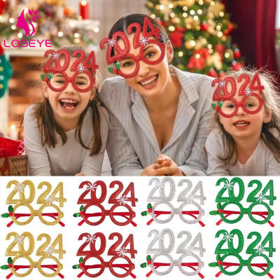 แว่นตาตกแต่งงานเลี้ยงปีใหม่2024สำหรับเด็กผู้ใหญ่ซานต้าที่สร้างสรรค์คลอส Gnome รู้สึกกรอบแว่นพลาสติก
