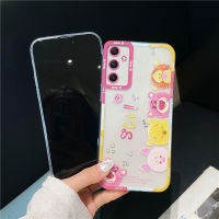 KOSLAM เคสโทรศัพท์ทนต่อสิ่งสกปรกการ์ตูนหมีสตรอเบอร์รี่สีชมพูสำหรับ Samsung A54 A34 A24 A14 LTE A13 Lite A23 A33 A53 A73 5G A52s A52 A32 A72 A22 A12 A71 A51 A04 A04s TPU นุ่มปลอกโทรศัพท์มือถือสต็อก