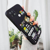 เคส Hpcase สำหรับ OPPO A15 OPPO เคสป้องกันกล้องคลุมทั้งหมดปลอกซิลิโคนของเหลวรูปแบบขอบสี่เหลี่ยมชั่วโมงแห่งความสุข A15S OPPO