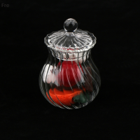 Fre 1:12 dollhouse Glass Candy Jar Pudding/ชีสขวดเก็บห้องครัวตกแต่ง