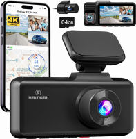 REDTIGER 4K 3 Channel Dash Cam, 5G WiFi Front and Rear Inside, Free 64GB SD Card, Triple Car Camera Built-in GPS, 4K+1080P+1080P 3 inch IPS Screen, IR Night Vision, WDR, G-Sensor, Parking Mode (F17)