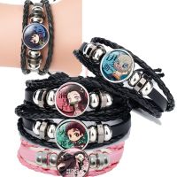 Anime Demon Slayer Bracelet Wristband Kamado Tanjirou Nezuko Time Gemstone BeadedHand-woven Retro Jewelry Decor Accessories