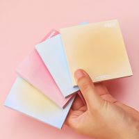 ☢❅ Cute Kawaii Gradient Solid Color Sticky Notes Student Mark Note Pad Exam Office Study Sticky Notes N Times Post Stationery