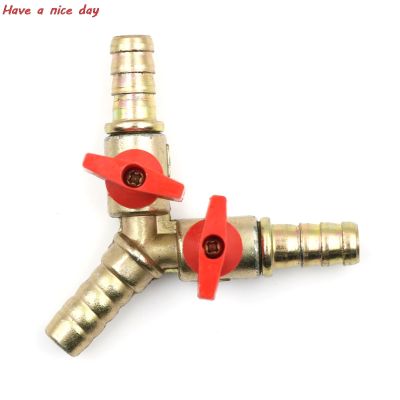 Clamp Fitting Hose Barb Fuel Water Oil Gas For Garden Irrigation Automotive 3/8 10mm Brass Y 3-Way Shut Off Ball Valve