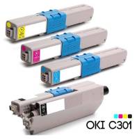 OKI C301/ C321 (สีดำ/ สีฟ้า/ สีเหลือง/ สีแดง)   1 ชุด 4 สี คุณภาพดี 100 %