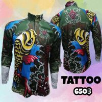 เสื้อตกปลา JK THAILAND ลาย TATTOO สีเขียว ป้องกันรังสี UV 80-90% สีไม่ตก แห้งเร็ว