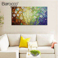 Barocco ดอกไม้สีขาวขนาดเล็กทันสมัยสวยงามมีดรูปวาดด้วยมือน้ำมันภาพเขียนสีน้ำมันบนผืนผ้าใบตกแต่งศิลปะบ้านขนาด50X100ซม. 60X120ซม. 70X140ซม. 80X160ซม.