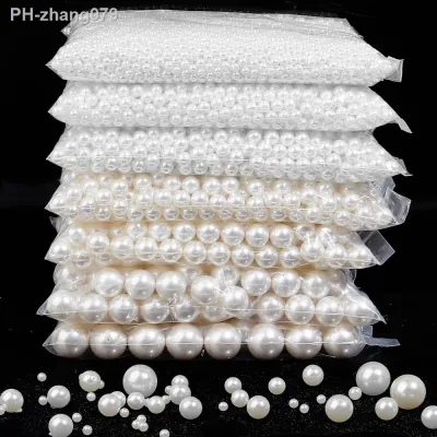 10-100pcs/lot Half Hole White Beige ABS Imitation Pearl Beads for Jewelry Making End Charms Beads DIY Earring Bracelet Wholesale