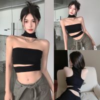 FashionLily เสื้อชั้นในสตรี Halter Slim Exposed Navel Sleeveless Tops Summer