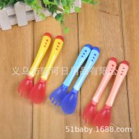 Tiktok hot factory direct sales baby temperature spoon childrens soft head discoloration spoon Fork baby eating small spoon tableware bulk single 8vv