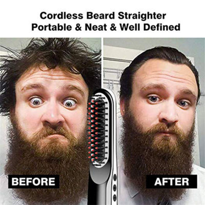 Wireless Multifunctional Hair Straightener Electric Iron Brush Quickly Straighten Beard Comb Antistatic Men Straight Hair Brush