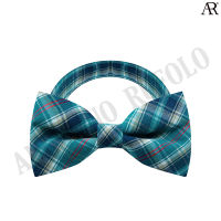 ANGELINO RUFOLO Bow Tie ผ้าไหมทอผสมคอตตอนคุณภาพเยี่ยม โบว์หูกระต่ายผู้ชาย ดีไซน์ Scott สีเทอร์ควอยซ์