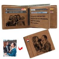 【CC】 Picture Engraving Wallet Leather Bifold Custom Photo Engraved Gifts Him Personalized