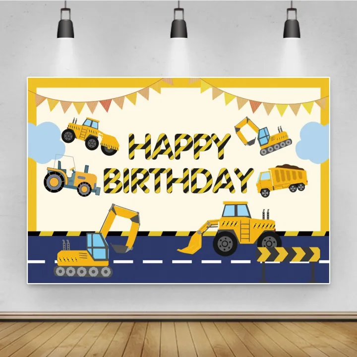 Customized Construction Theme Backdrop Cloth For Truck Birthday Party  Decorations Photography Background | Lazada PH
