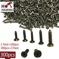 300pcs M2 Self-tapping Screws 5mm 8mm 10mm Iron Bronze Hardware Wood Box Furniture Fittings Accessories Fasteners