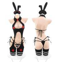 HiGuangGou Bunny Nurse Bny Bunny Bikini ผู้ใหญ่ชุดชั้นในสตรีกลวงออกบันนี่เกิร์ลเซ็กซี่ผู้หญิงชุดชั้นในร่างกายชุดชั้นในถุงน่อง Zorita