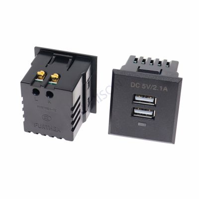 ☇✸ Dual USB AC Power Socket Embedded Dual USB Desktop Receptacle DC Charging Power Panel Module Outlet 5V 2.1A