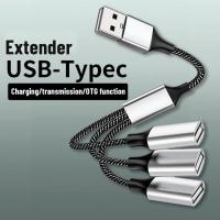 อะแดปเตอร์สำหรับการต่อ USB-C ฮับ4พอร์ตตัวแยก USB ความเร็วสูง OTG สำหรับตัวแปลงแบบพกพาแล็ปทอปแมคบุ๊คพีซี