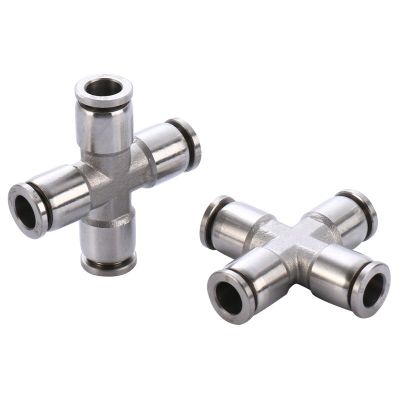 QDLJ-Fit 6  8 10 12mm Od Pu Tube Press Fit Push In Quick Connector Cross 4 Ways Pneumatic 304 Stainless Steel Air Fitting Homebrew