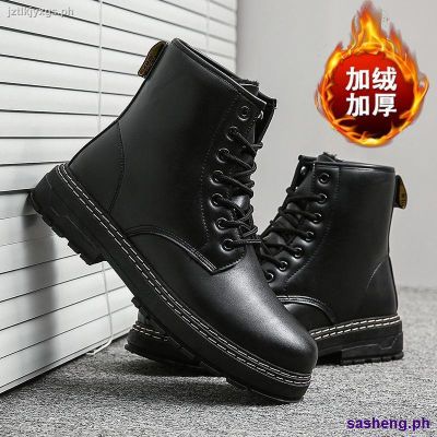 ❡✻□✕Martin boots men s mid-cut tooling British style high-top leather shoes trendy autumn all-match short black