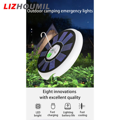 LIZHOUMIL โคมไฟตั้งแคมป์พลังงานแสงอาทิตย์72 W แบบพกพา300W พร้อมไฟฉุกเฉินรีโมทคอนโทรลชาร์จใหม่ได้ไฟ Led สำหรับตั้งแคมป์กลางแจ้ง