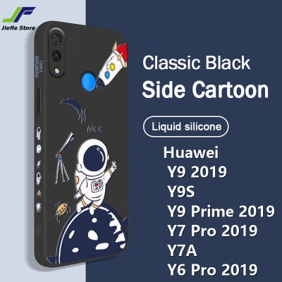JieFie การ์ตูนนักบินอวกาศเคสโทรศัพท์สำหรับ Huawei Y9 2019 / Y9 Prime 2019 / Y9S / Y7 2019 / Y7 Pro 2019 / Y7 Prime 2019 / Y6 Pro 2019 / Y7A หมีน่ารัก Snoopy ปกหลังซิลิโคนรูปสี่เหลี่ยมกันแดดป้องกันปลอก