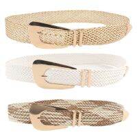 【YF】 Ladies Designer Weave Gold Manual Braided Belts for Irregular Metal Buckle Girdle Clothing Accessories