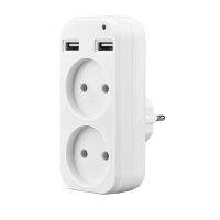 1 Pcs Double Socket Wall USB Plug Adapter Double Socket European Type Conversion Plug for Phone Charge Double USB Port 5V 2A USB Electrique OutletEU Plug