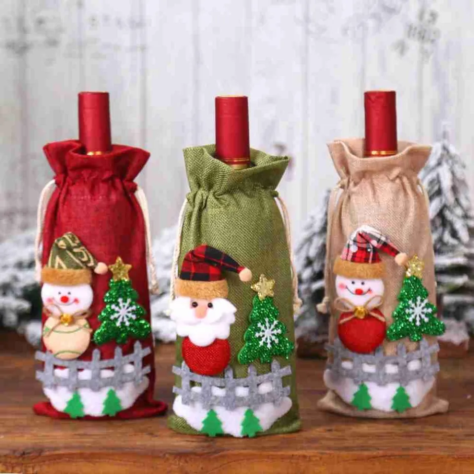 1pc Christmas Bottle Cover With Reindeer Design, Suitable For Christmas  Decorations, Restaurant Or Party Supplies