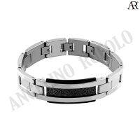 ANGELINO RUFOLO Bracelet ดีไซน์ Orchid  Buckle สร้อยข้อมือผู้ชาย Stainless Steel 316L(สแตนเลสสตีล)คุณภาพเยี่ยม สีเงิน-ดำ