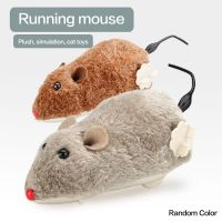 【A Smart and Cute】ของเล่นแมวตลก Interactive Clockwork Spring Power Plush Mouse Toy Mechanical Motion Rat Dog Playing Pet Accessories