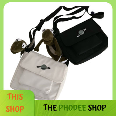 กระเป๋าผ้าใบหญิงวรรณกรรมไหล่นักเรียนเกาหลีกระเป๋า  ระเป๋าสะพาย กระเป๋าผ้าแคนวาส กระเป๋า 2สี สีขาว สีดำ กระเป๋าสะพายข้าง วิน